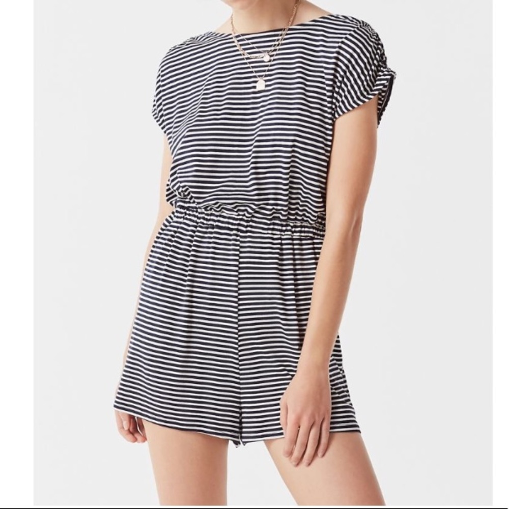 Urban Outfitters navy&white striped romper